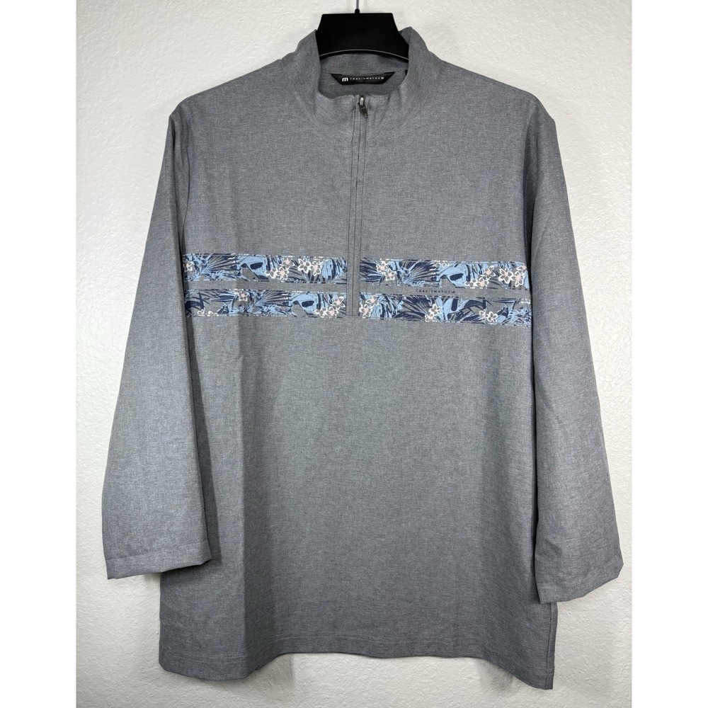 Travis Mathew Pullover Men Size L Move Mountain 1/4 Zip Shirt Golf Active Floral